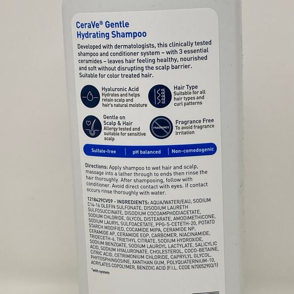CeraVe Gentle Hydrating Shampoo (12 oz) + Conditioner (9 oz) 2 Set Pack NEW - Picture 10 of 10